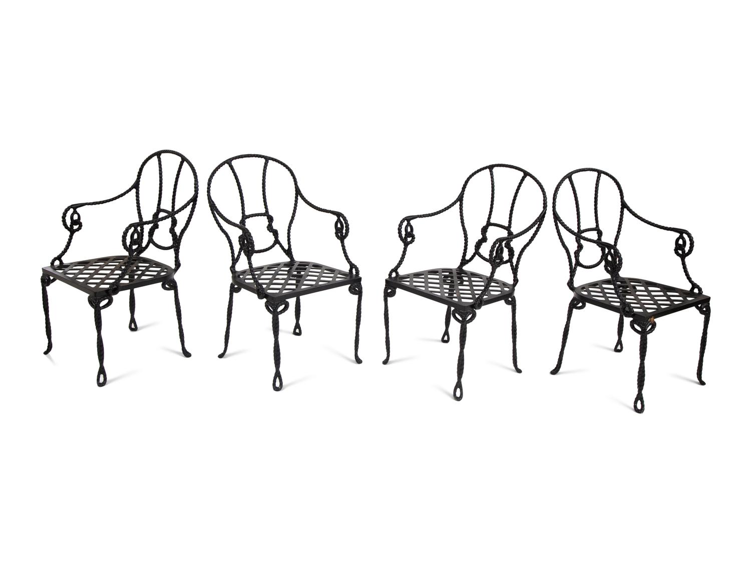 Four Miles Redd Style Painted Metal Bermuda Rope Chairs