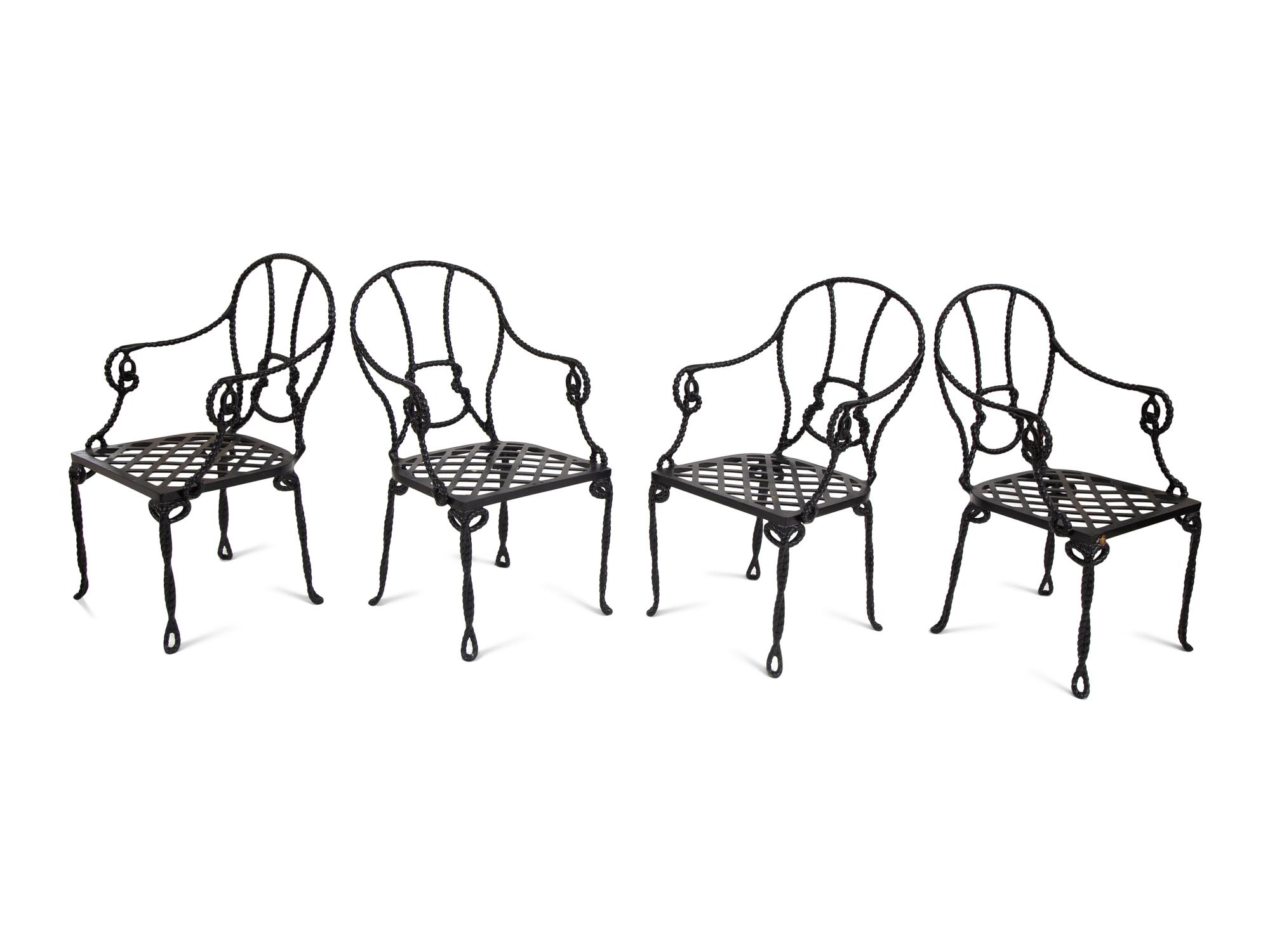 Four Miles Redd Style Painted Metal Bermuda Rope Chairs