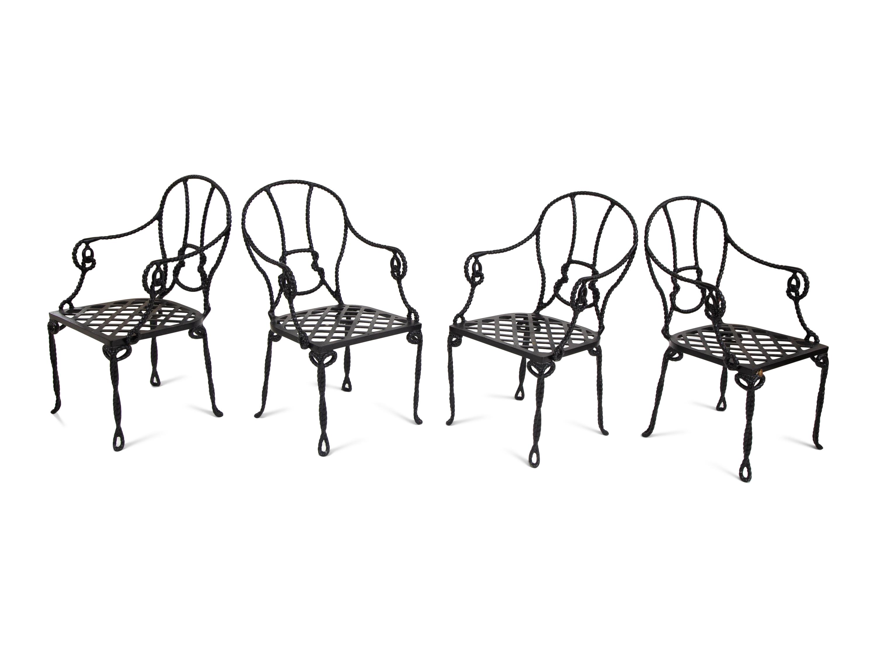Four Miles Redd Style Painted Metal Bermuda Rope Chairs