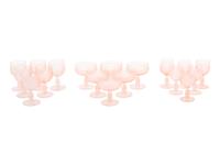 A Set of Pink Molded and Frosted Glass Stemware Articles
