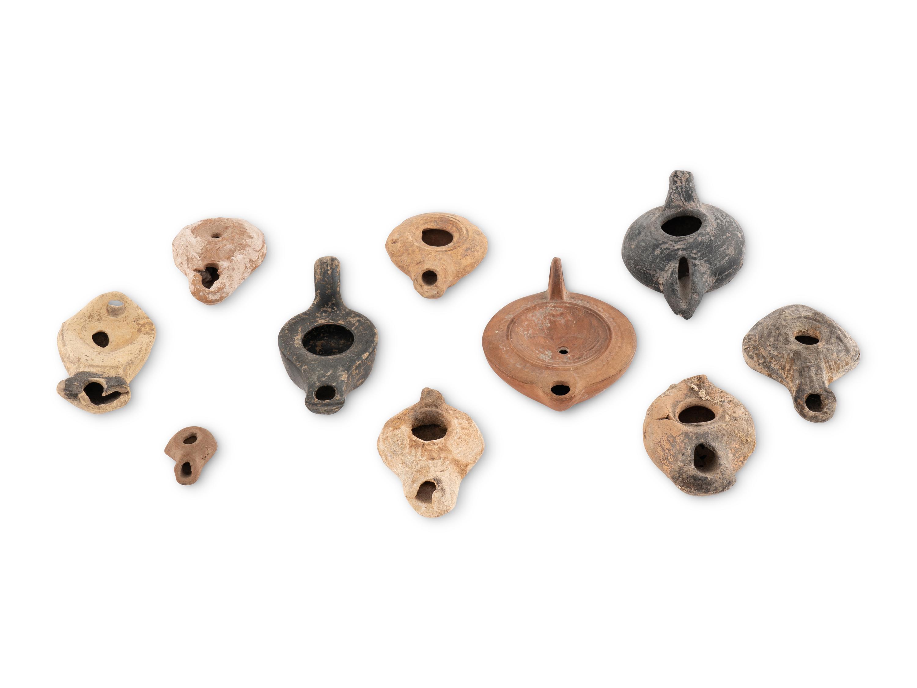 A Group of Ten Greco-Roman Terracotta Oil Lamps