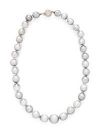 GRAY CULTURED PEARL AND DIAMOND NECKLACE