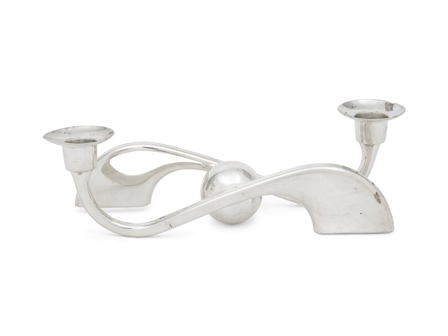 A Mexican Silver Two-Light Candelabra