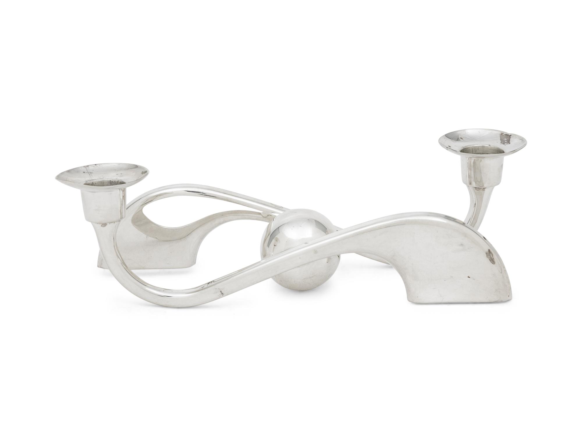 A Mexican Silver Two-Light Candelabra