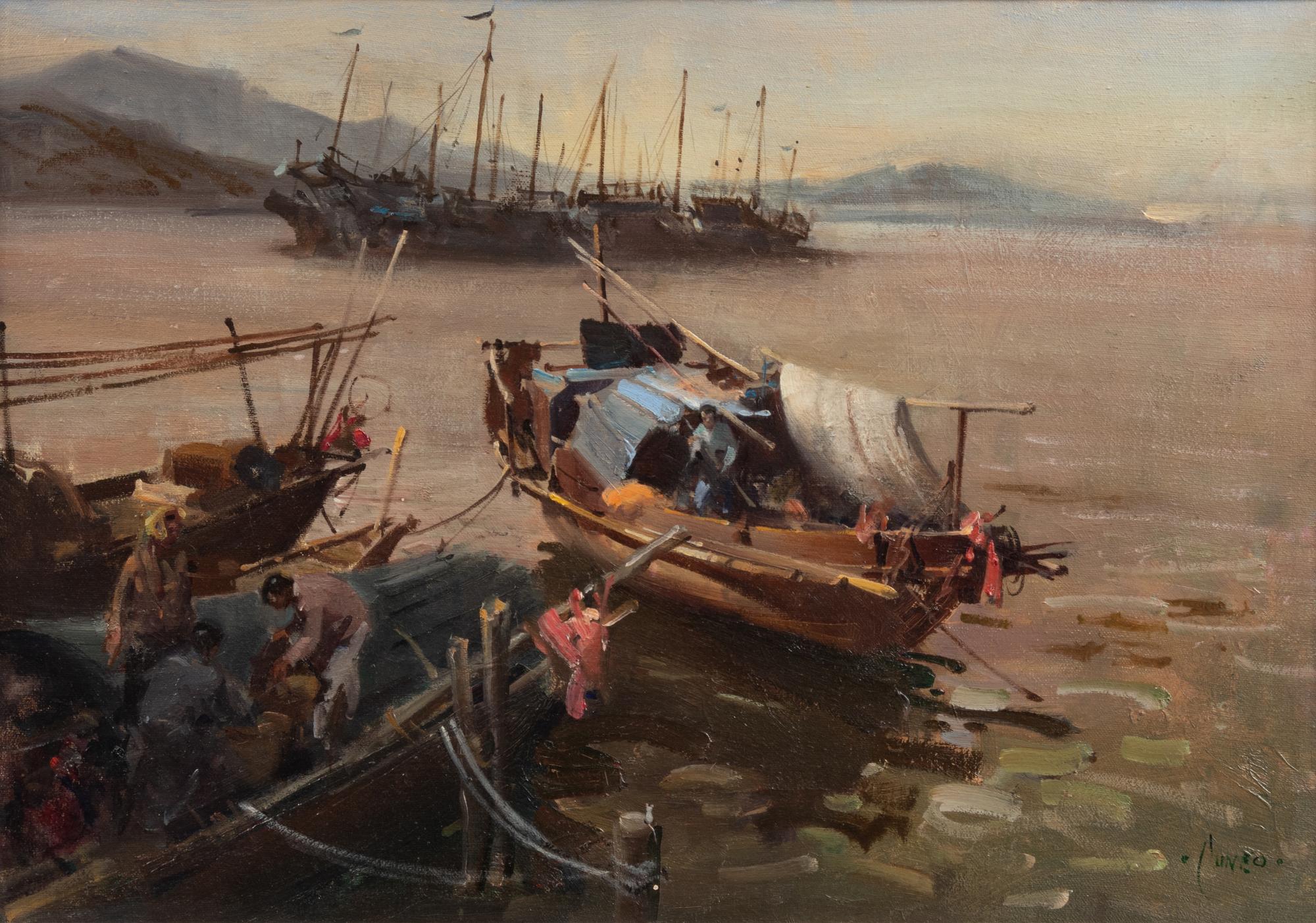 Harbored Fishing Boats