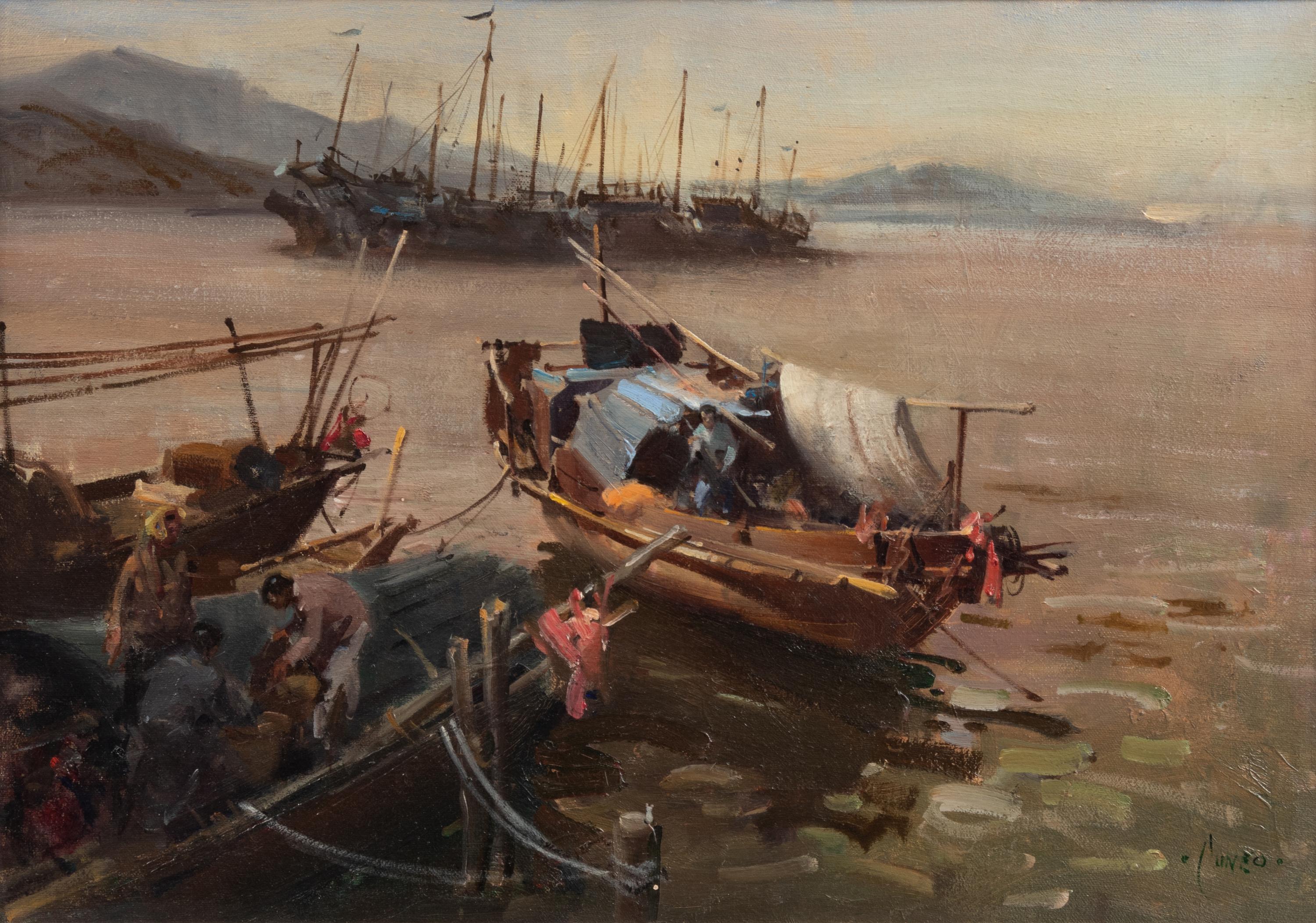 Harbored Fishing Boats