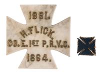 Henry C. Flick, 30th Pennsylvania Infantry Regiment (1st Pennsylvania Reserves). A group of 4 items highlighted by identified corps badge, comprising: