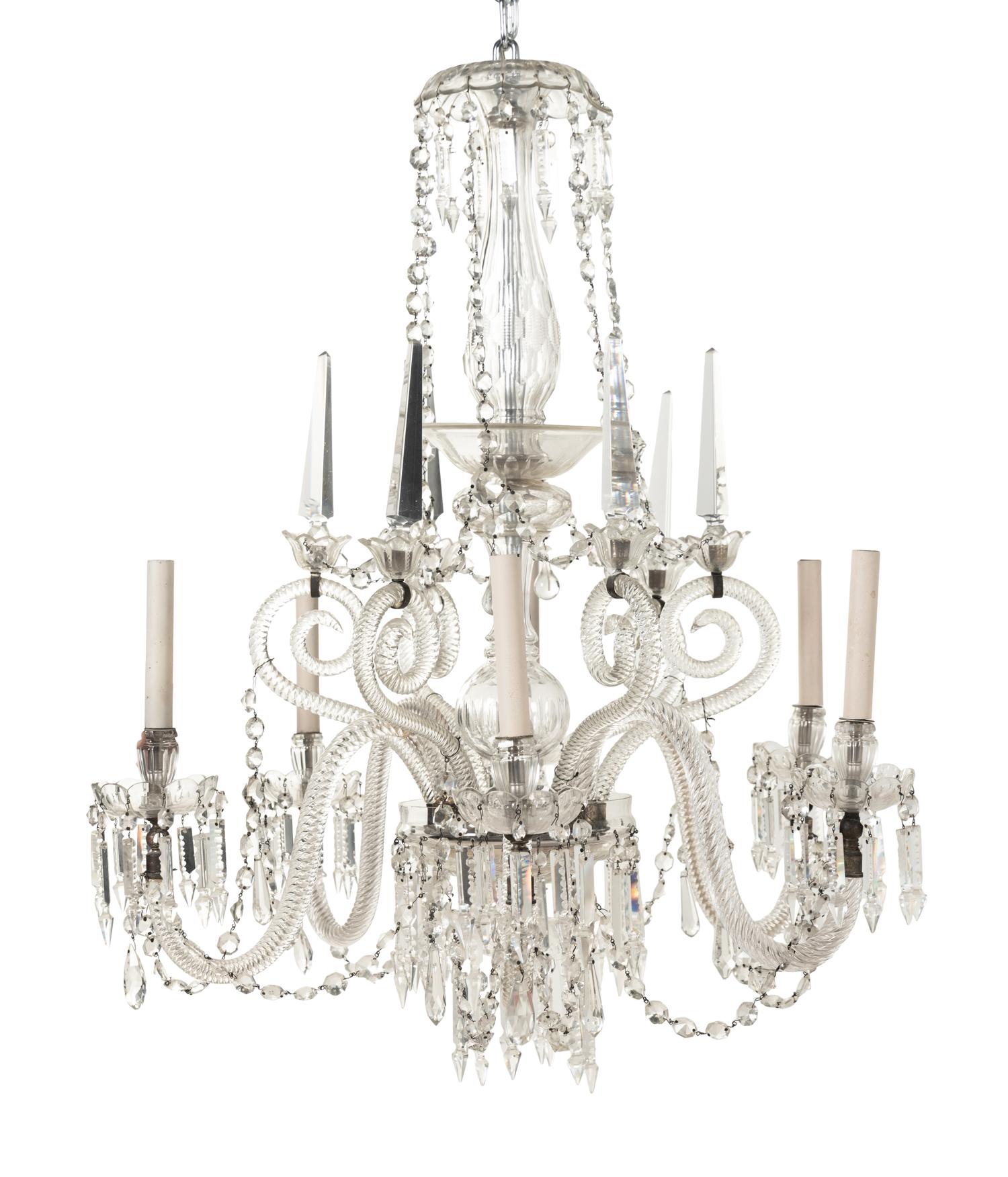 An English Cut Glass Six-Light Chandelier