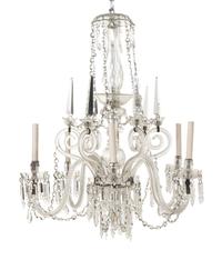 An English Cut Glass Six-Light Chandelier