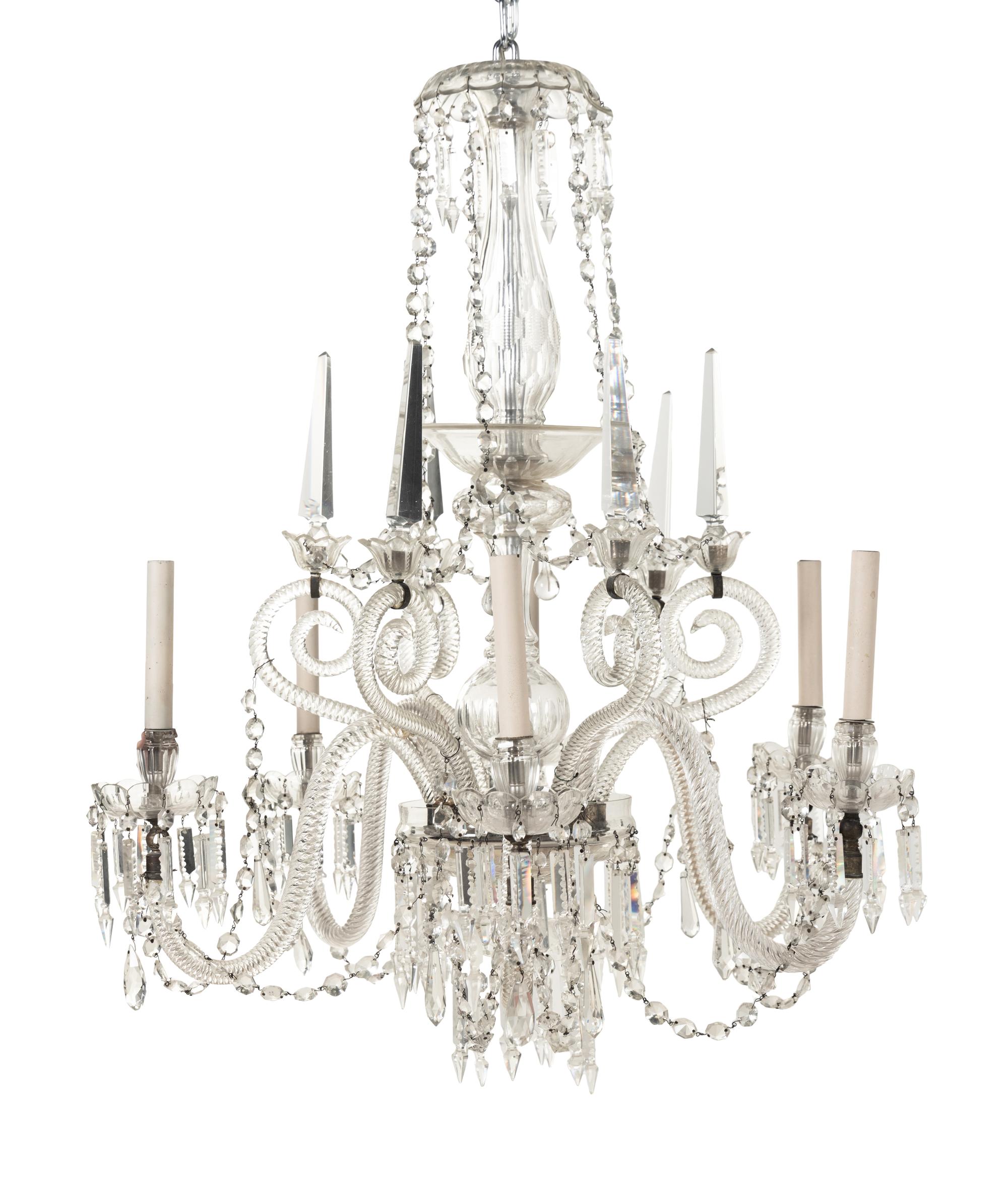 An English Cut Glass Six-Light Chandelier