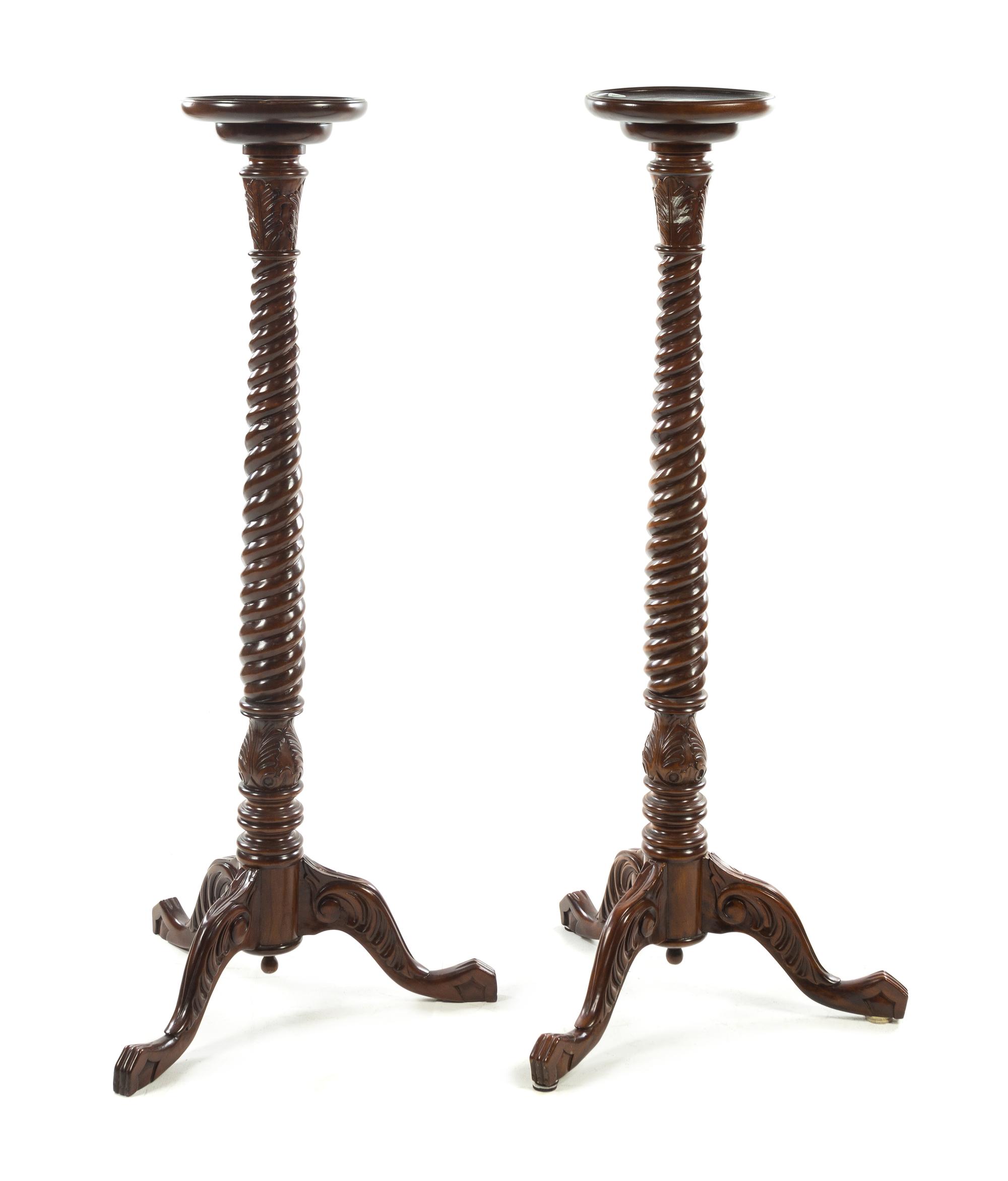 A Pair of English Mahogany Pedestals Height 51 1/2 inches. — 20TH CENTURY