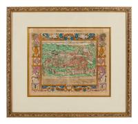 A Framed Hand-Colored Engraving Depicting Rome