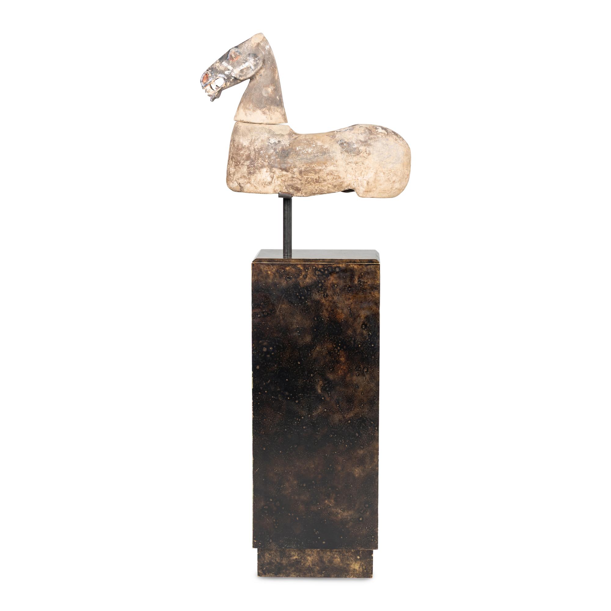 A Chinese Polychrome Painted Grey Pottery Horse, Han Dynasty — 漢 彩繪灰陶馬