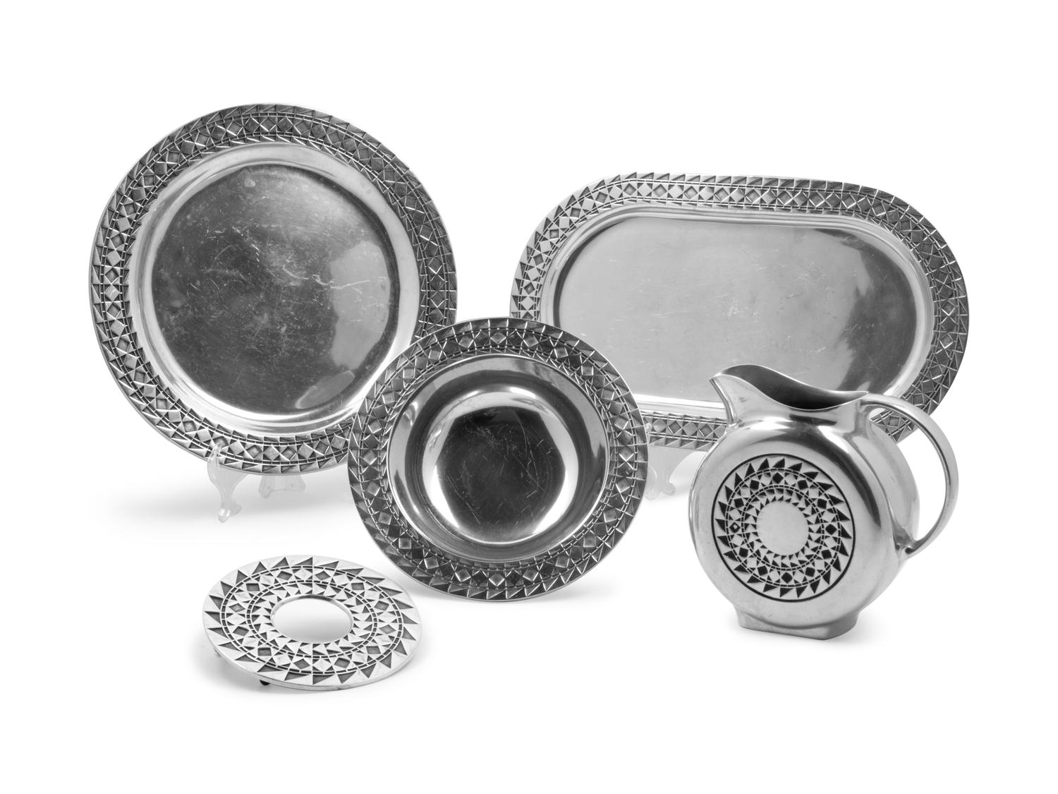 Eight Southwestern-style Wilton Armetale Articles