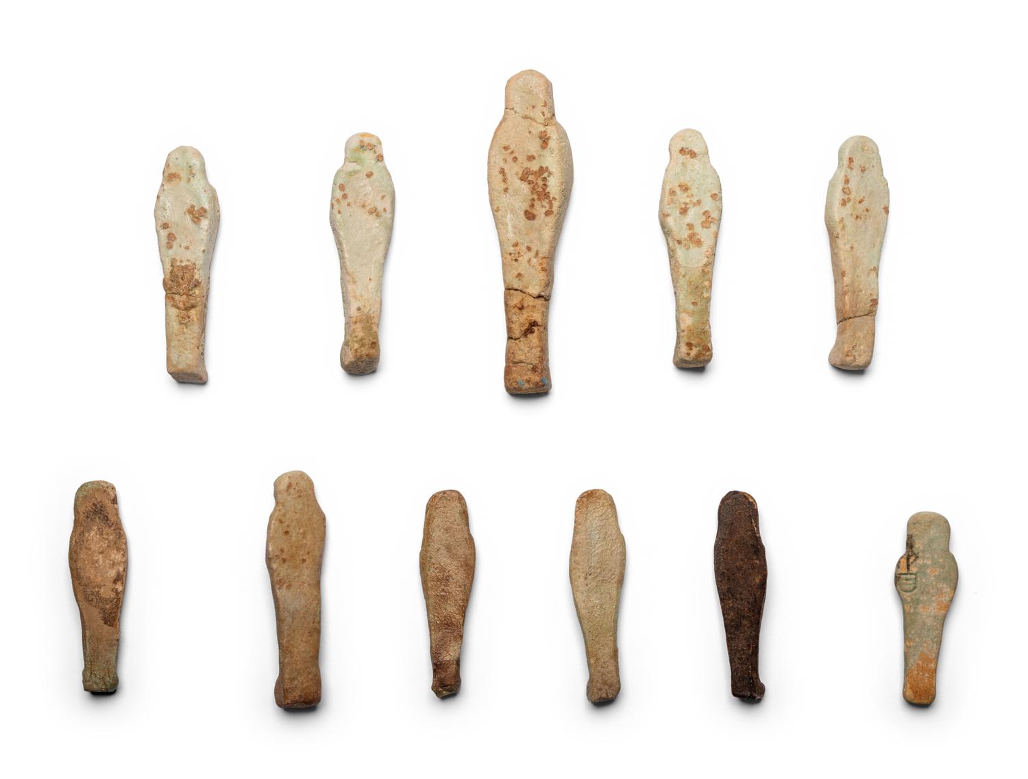 Eleven Egyptian Faience Ushabtis