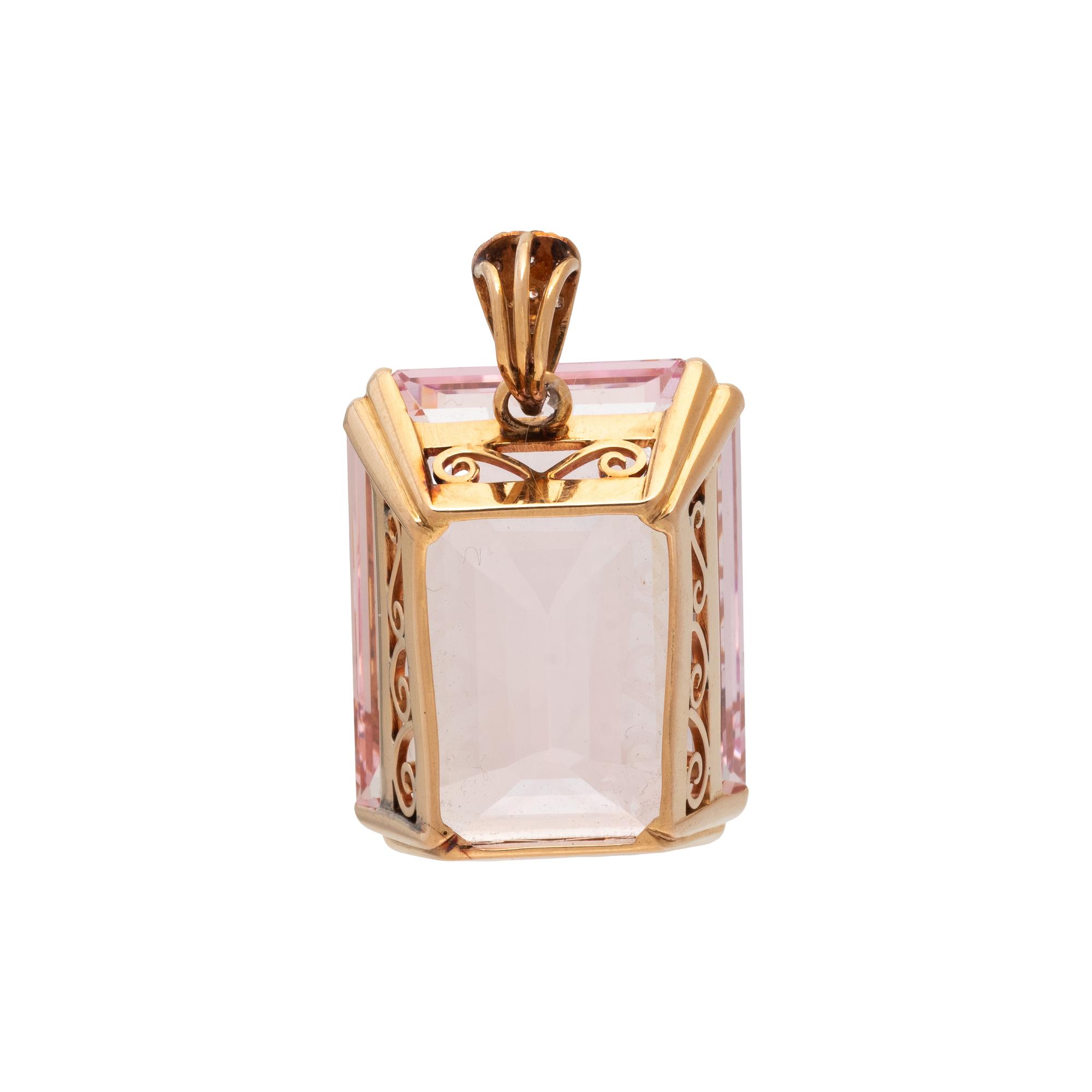 MORGANITE AND DIAMOND PENDANT