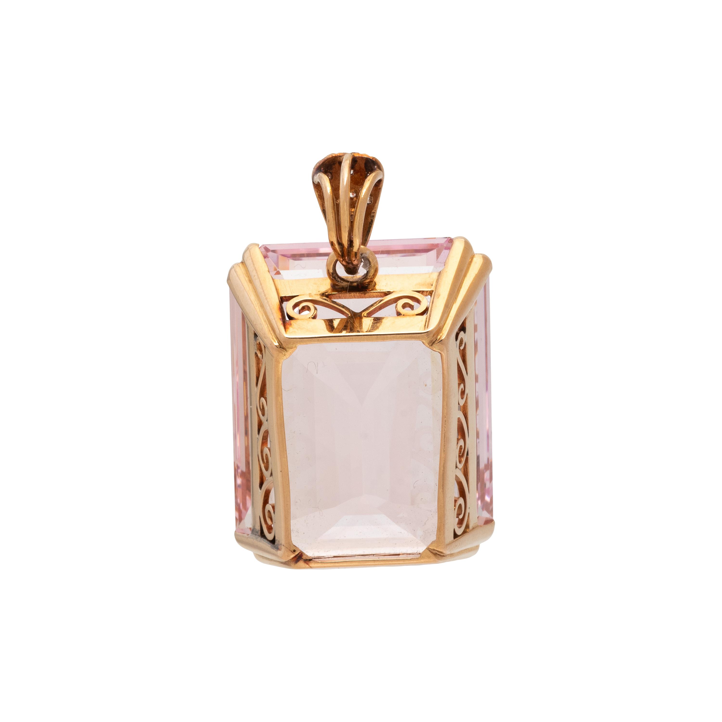 MORGANITE AND DIAMOND PENDANT