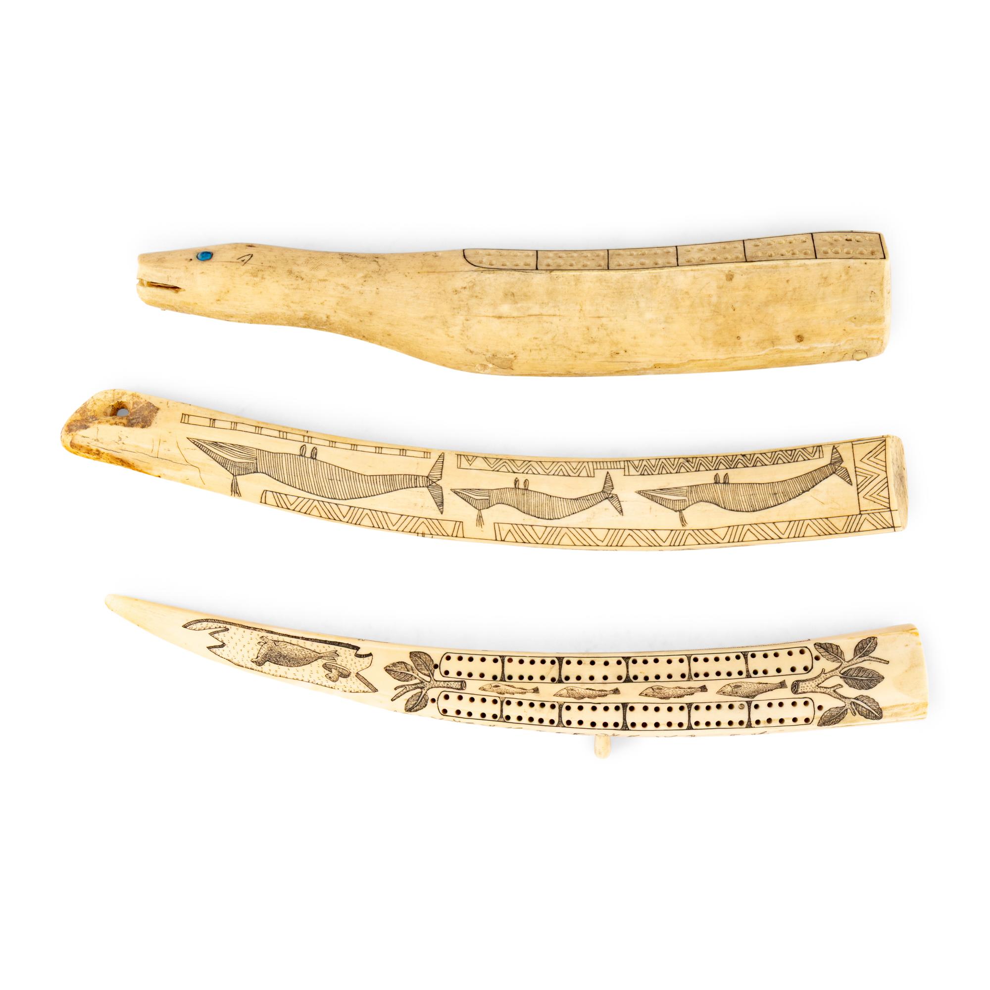 Native Alaskan Scrimshawed Cribbage Boards