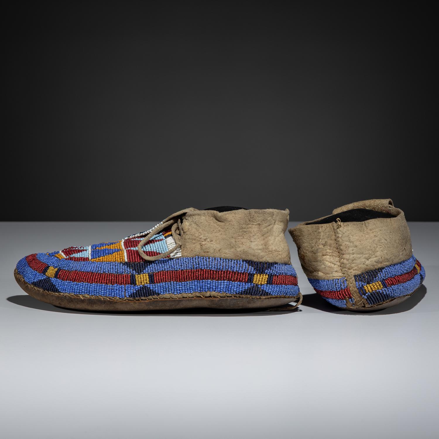 Apsáalooke [Crow] or Hidatsa Beaded Hide Moccasins