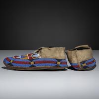 Apsáalooke [Crow] or Hidatsa Beaded Hide Moccasins