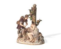 A Meissen Porcelain Figural Group: Shepherds at the Well , Germany, 19th Century