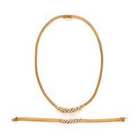 Yellow Gold and Diamond Necklace and Bracelet