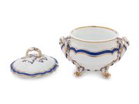 A Pair of Minton Painted and Parcel Gilt Porcelain Covered Sauce Tureens with Underplates