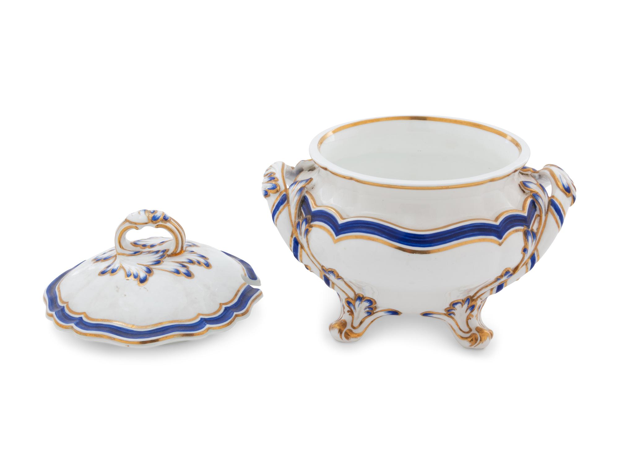 A Pair of Minton Painted and Parcel Gilt Porcelain Covered Sauce Tureens with Underplates