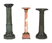 Three Continental Carved Marble Column Pedestals