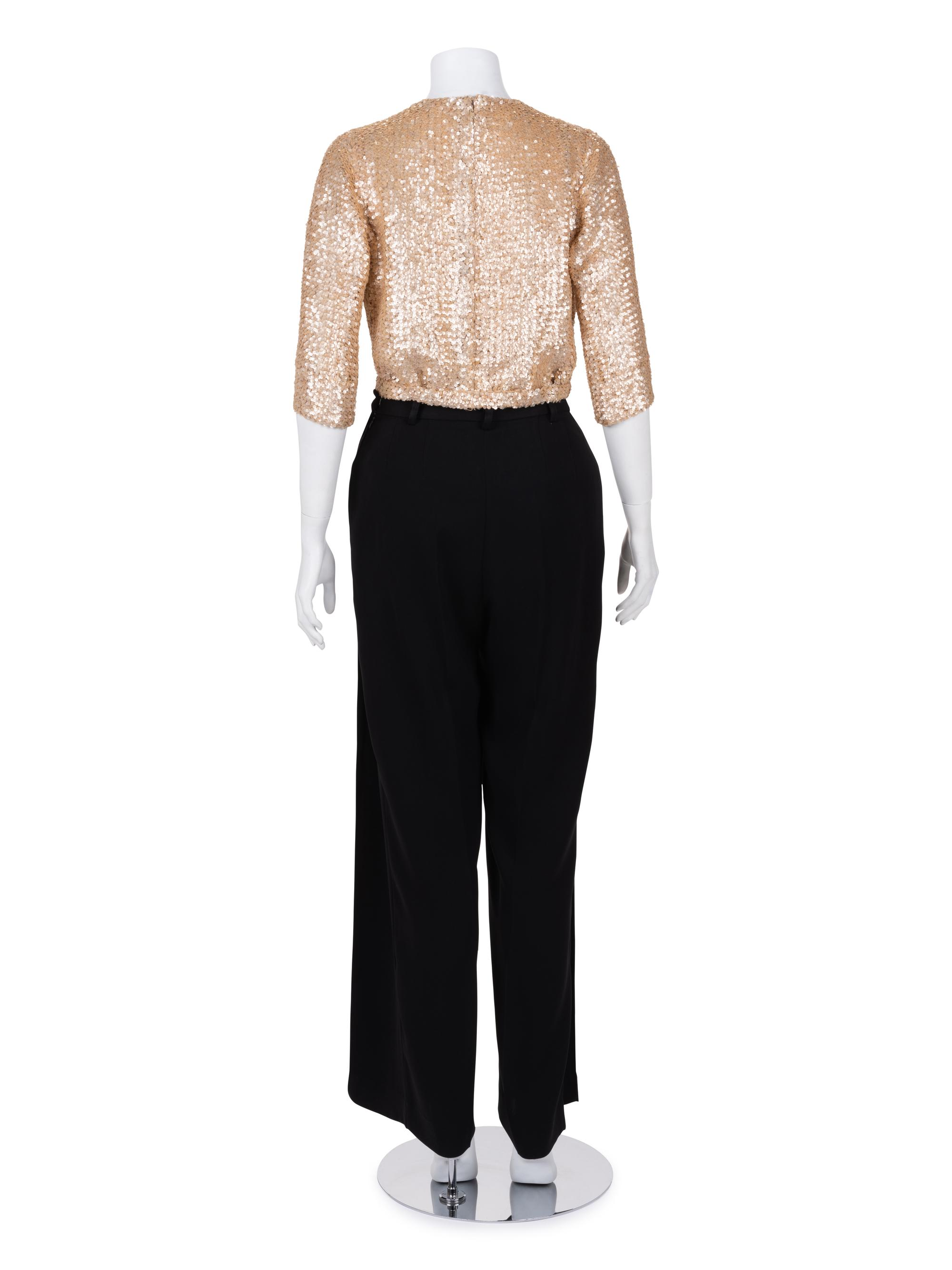 Chanel Haute Couture Sequined Top with Belt and One Pair of Pants, 1980-2000s