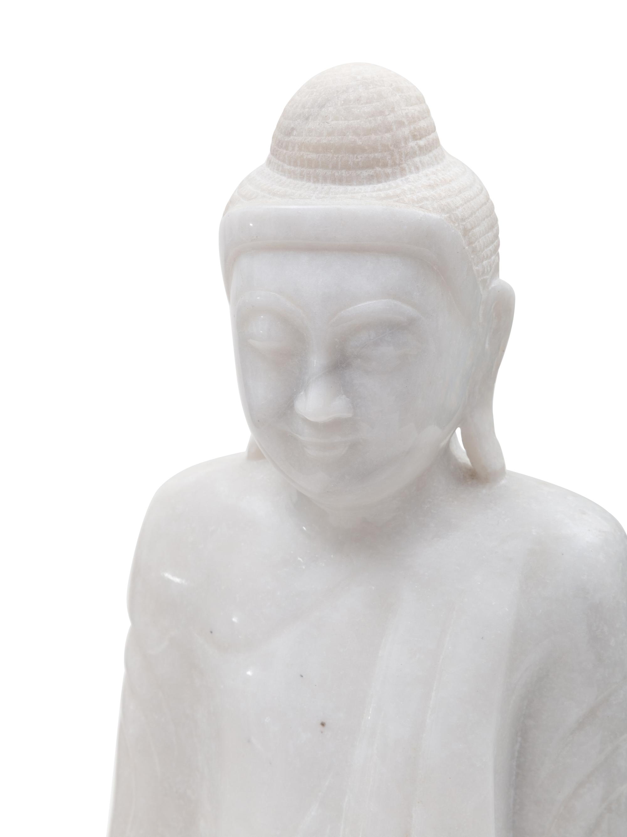 A Large White Marble Figure of Buddha