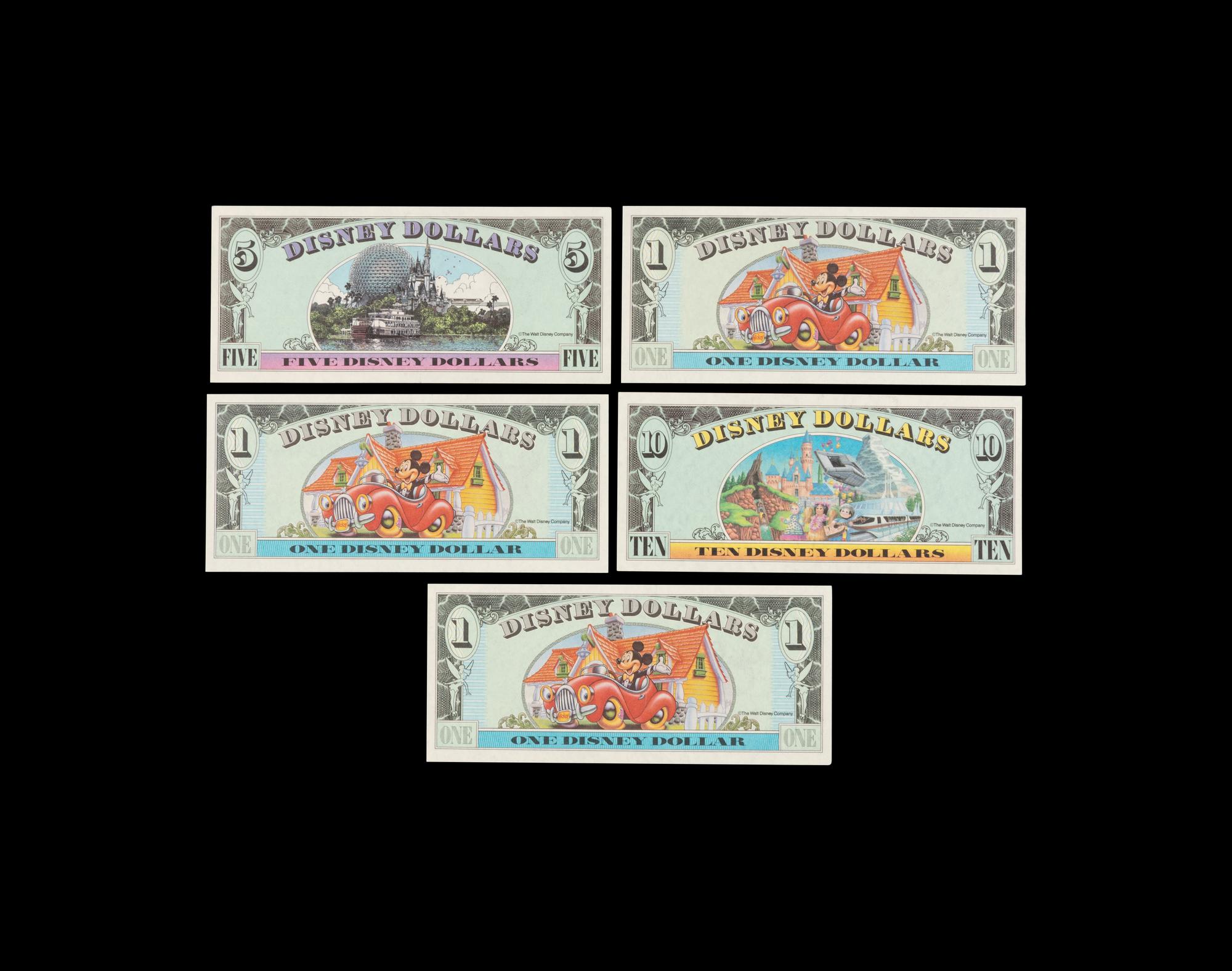 [DISNEY DOLLARS] A Group of Five Uncirculated Series 1993 Notes