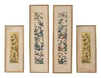 Two Pairs of Chinese Embroidered Silk Sleeve Bands