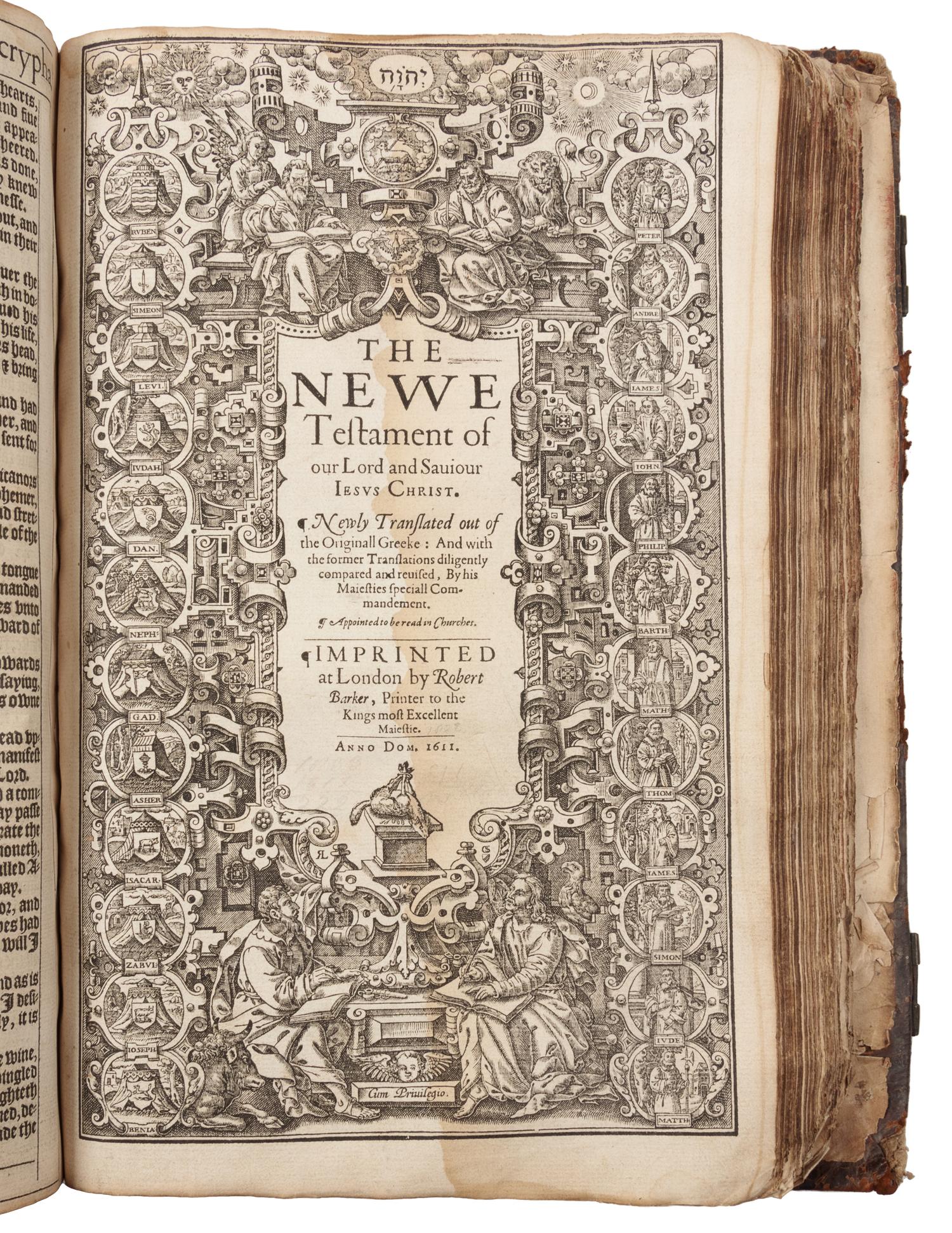 [BIBLE, in English]. [ The Old Testament. ] - The New Testament. London: Robert Barker, 1611-1612 or later.