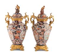 A Pair of Gilt Bronze Mounted Imari Porcelain Vases