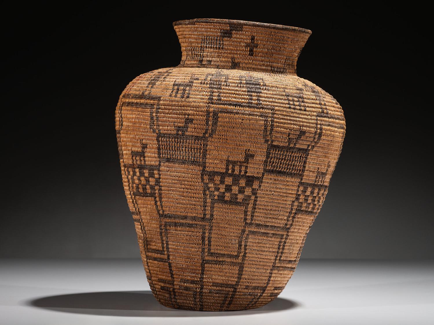 Apache Polychrome Basket, Humans and Dogs