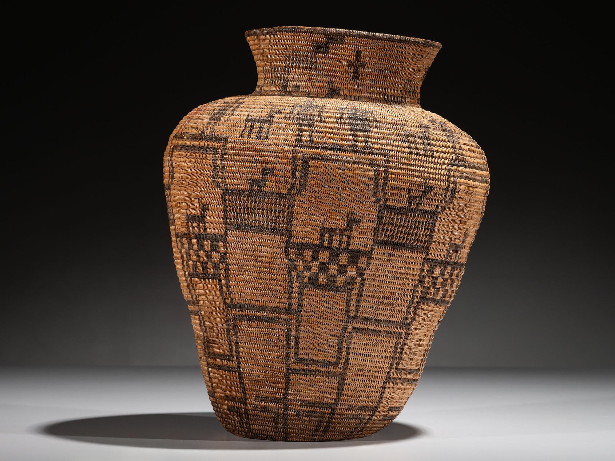 Apache Polychrome Basket, Humans and Dogs