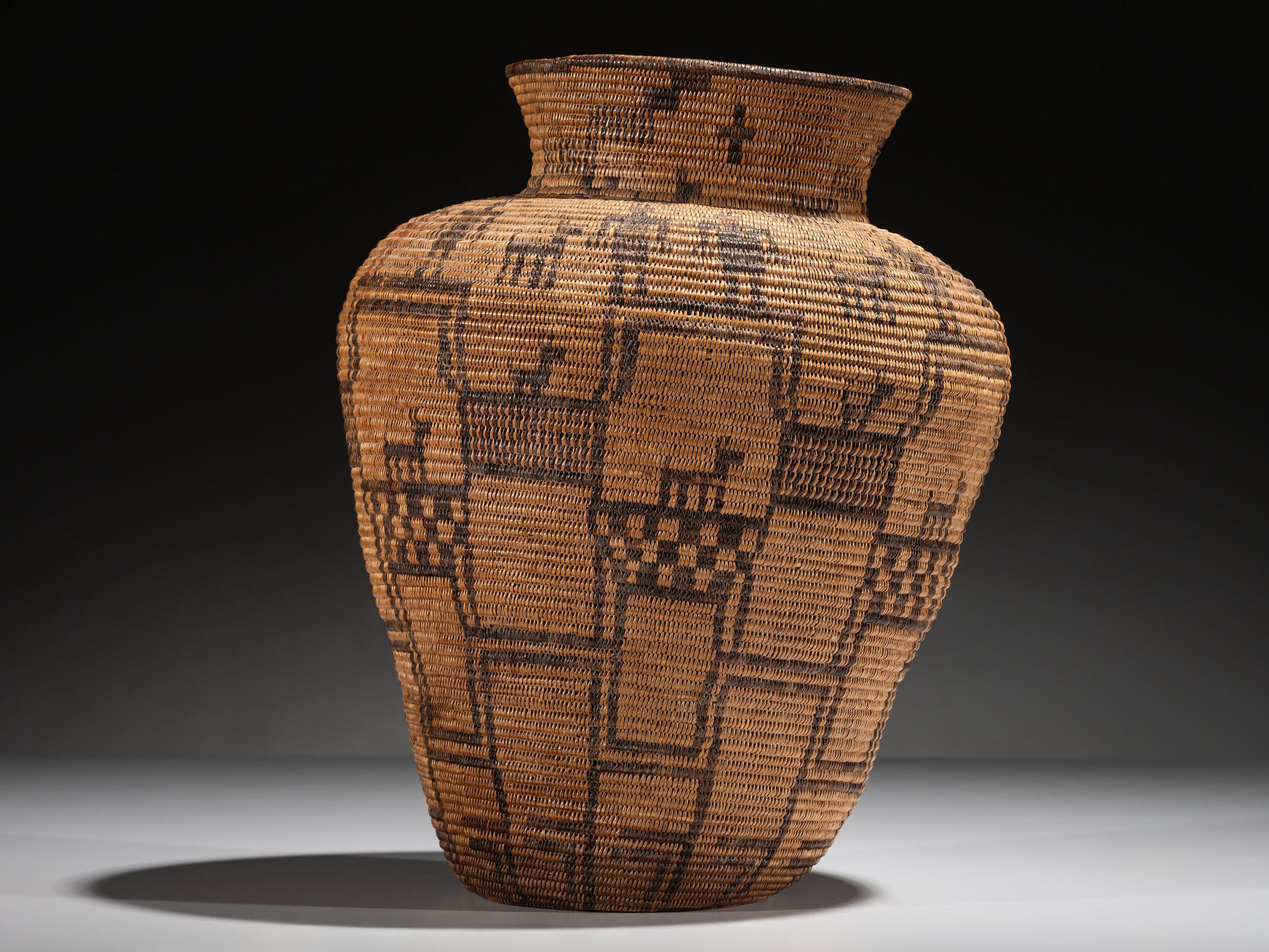 Apache Polychrome Basket, Humans and Dogs