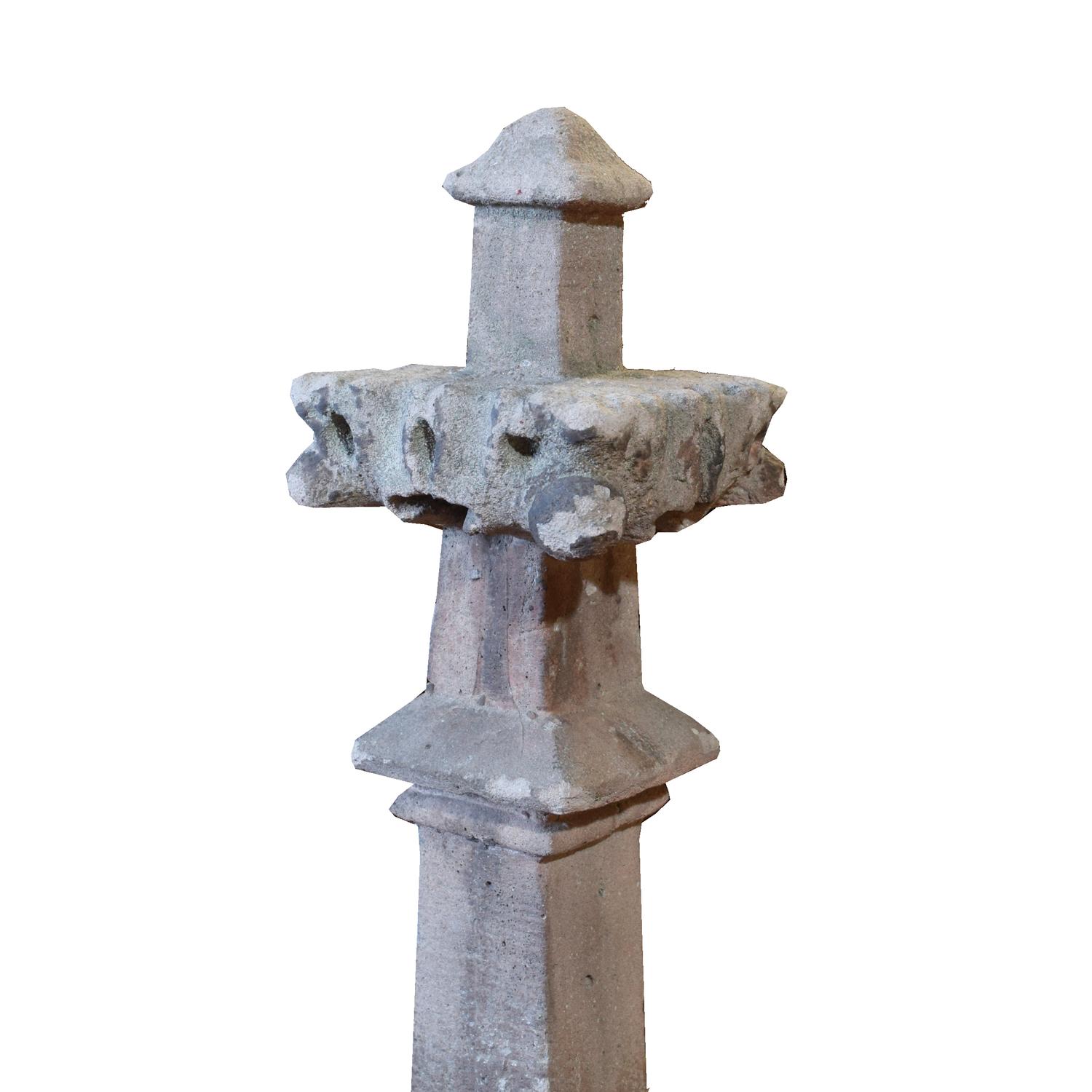 A Pair of Carved Stone Crocketed Finials 5" W x 5" D x 30" H — Germany, 19th Century