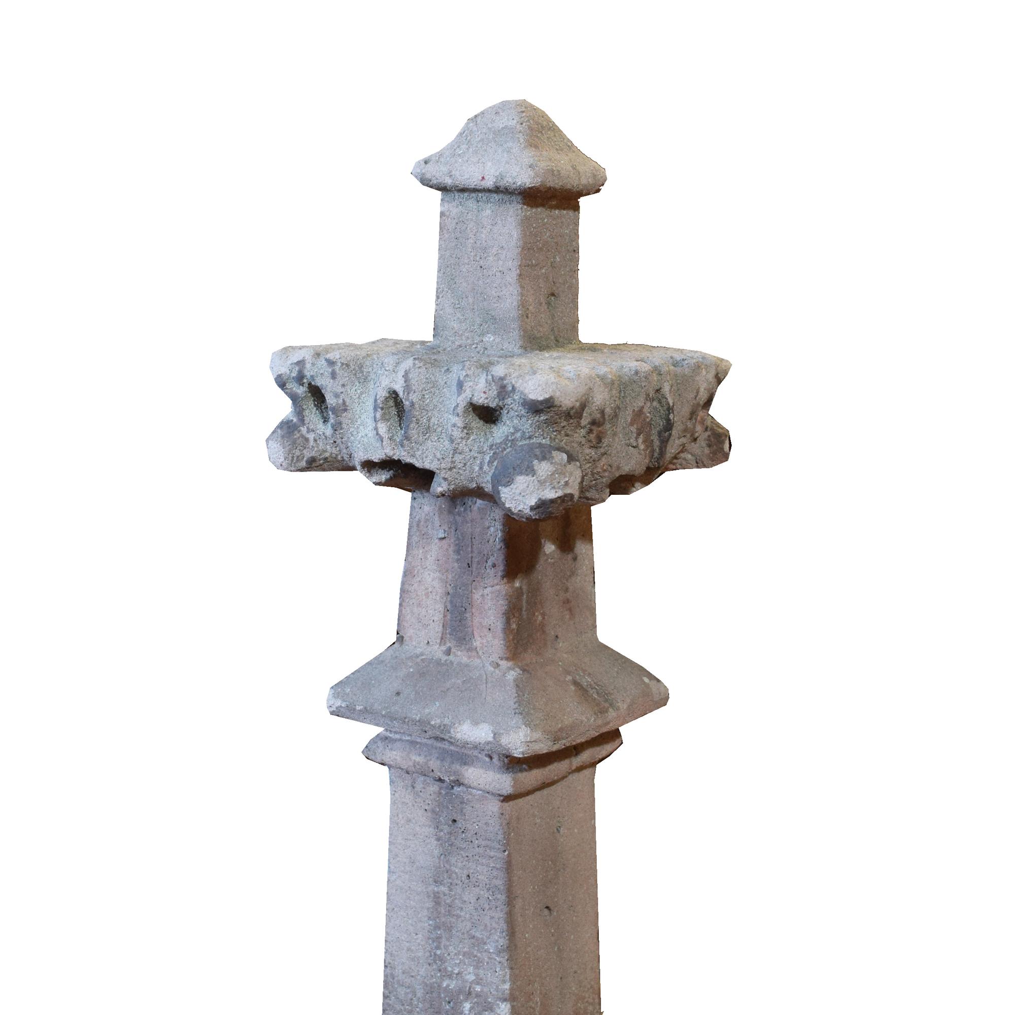 A Pair of Carved Stone Crocketed Finials 5" W x 5" D x 30" H — Germany, 19th Century