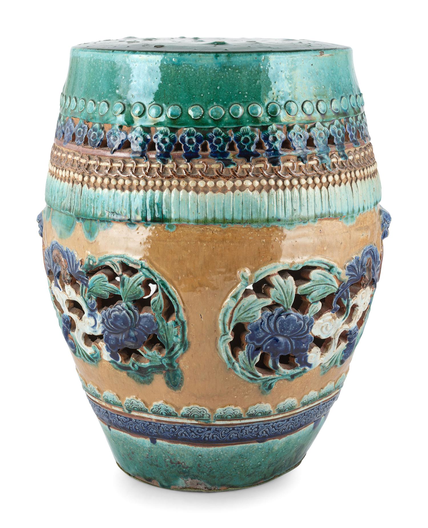 A Chinese Glazed Terra Cotta Garden Seat