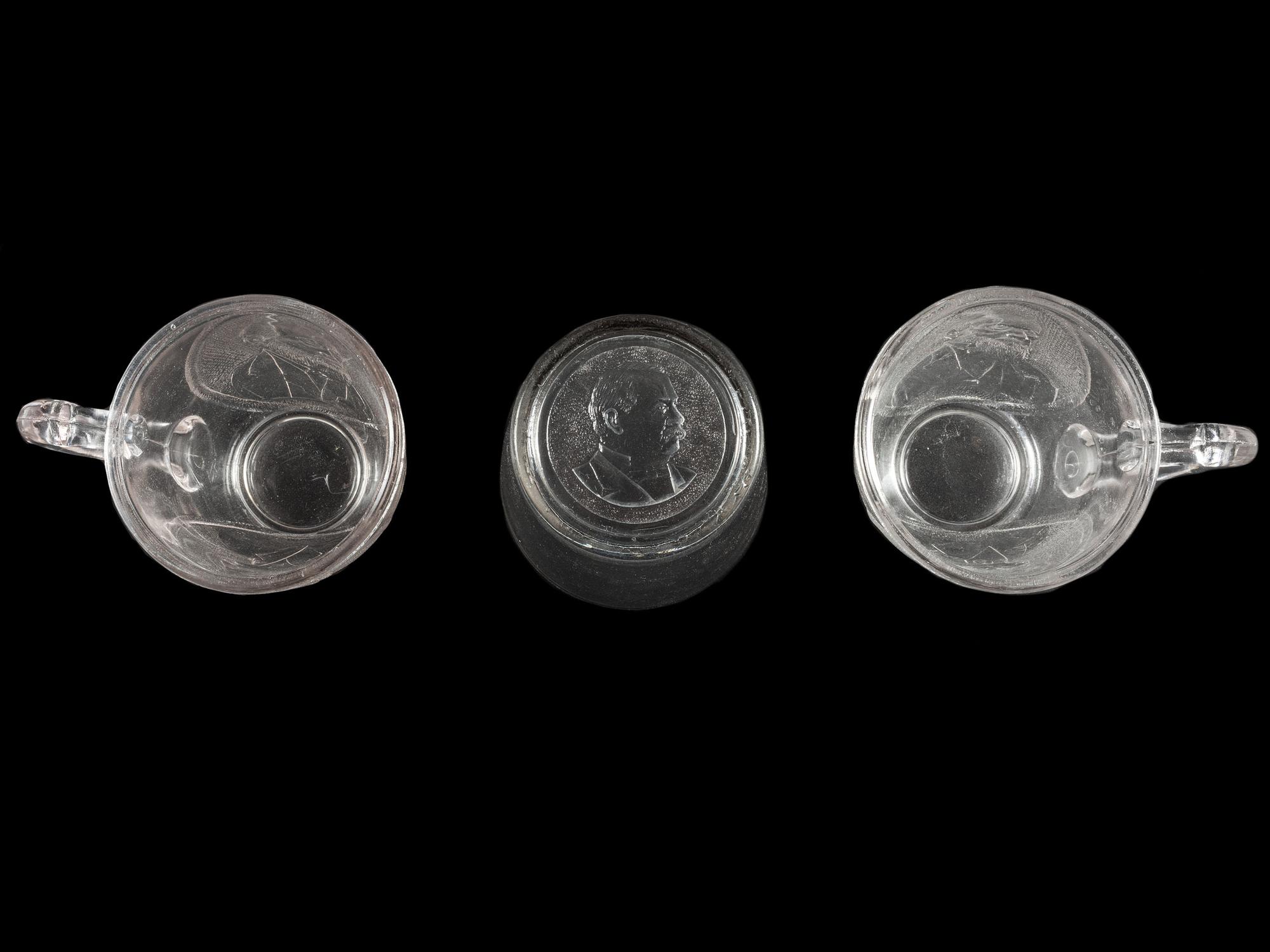 [HARRISON, Benjamin] -- [CLEVELAND, Grover]. A group of cigar boxes and early American pattern glass cups from the 1884, 1888, and 1892 presidential campaigns, comprising: