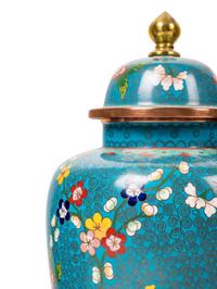 Four Chinese Blue Ground Cloisonné Enamel Jars and Covers