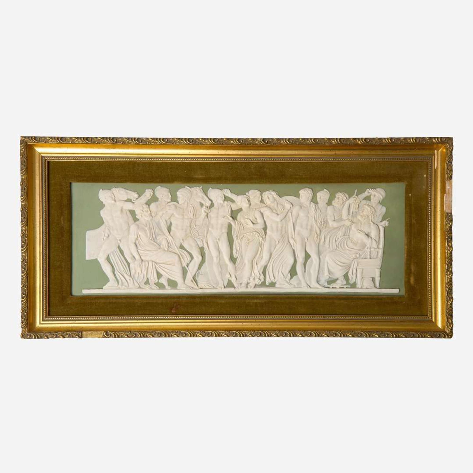 A Wedgwood Green Dip Jasperware "Achilles at Scyros" Plaque UK, late 19th century