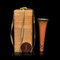 A Japanese Cloisonné Enamel Trumpet Vase, Mark of Ando Workshop, Stand Dated 1915 日本大正四年十二月一日製 安藤七寶花樽