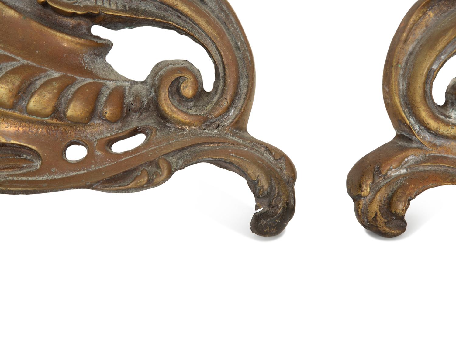 A Pair of Louis XV Style Gilt Bronze Chenets