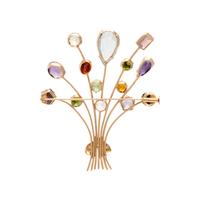 Yellow Gold and Multigem Bouquet Brooch