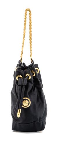 Gianni Versace Couture Black Satin Drawstring Handbag, 1990s