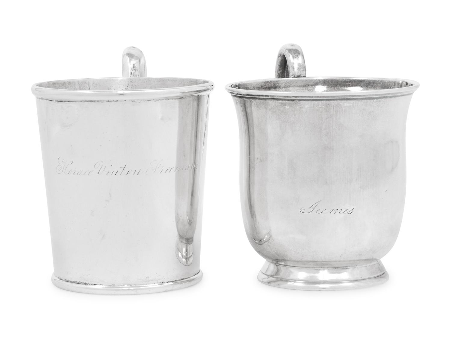 Two American Coin Silver Mugs