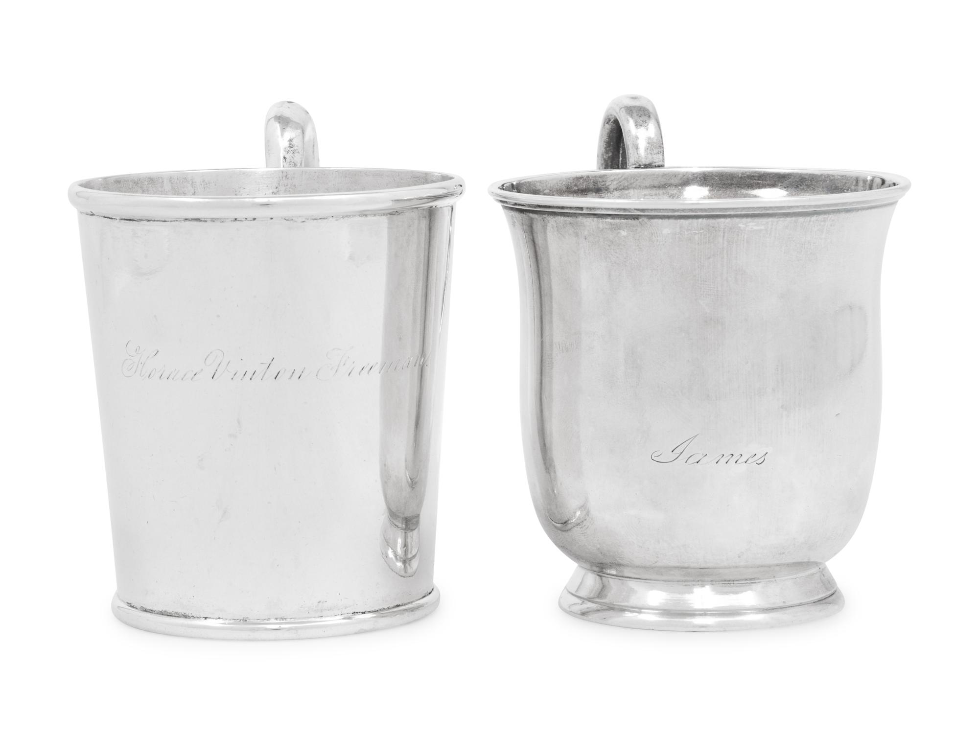 Two American Coin Silver Mugs